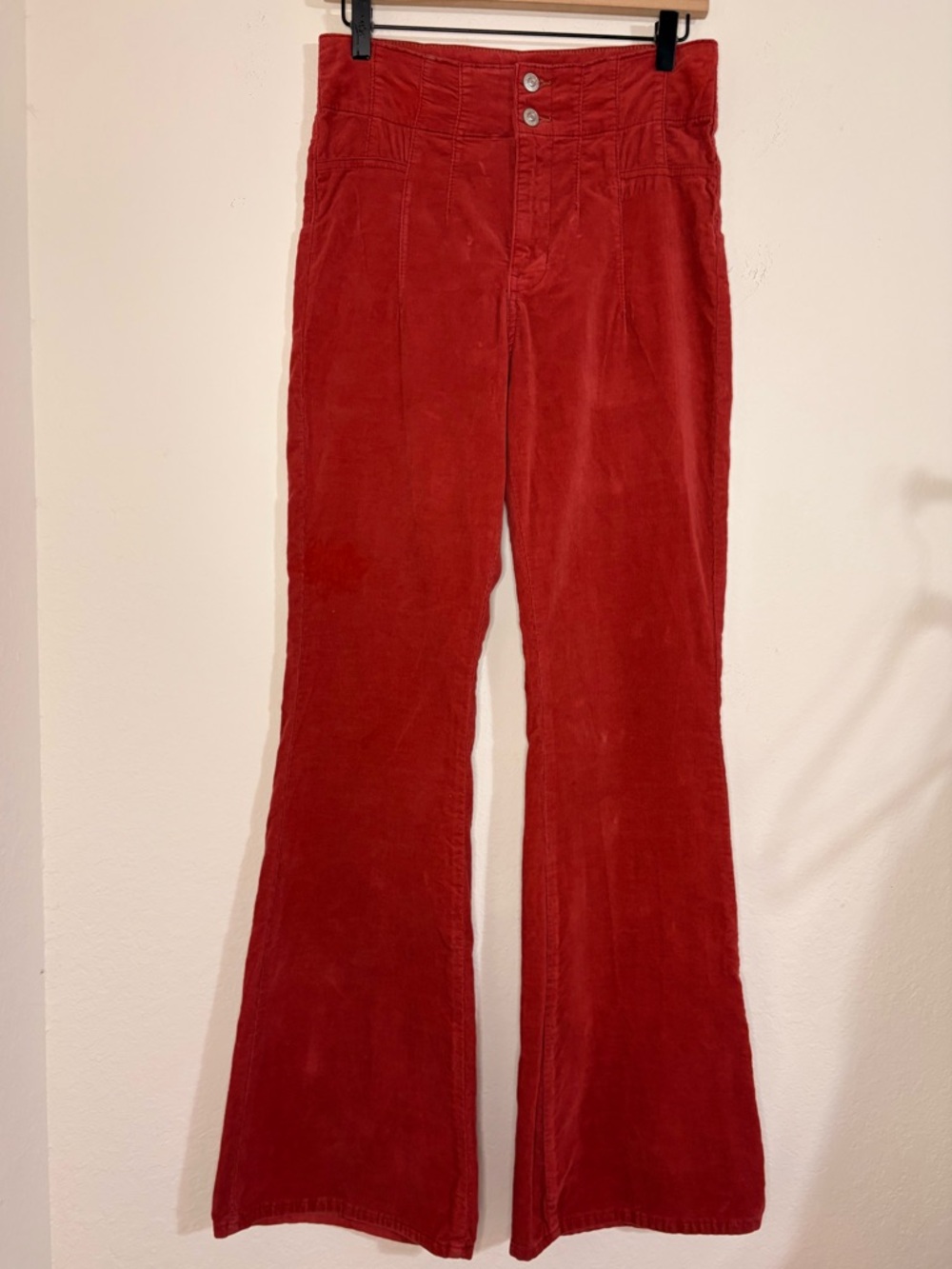Free People We The Free Jayde Cord High Rise Flare Jeans in Red Size 28 - Picture 5 of 16